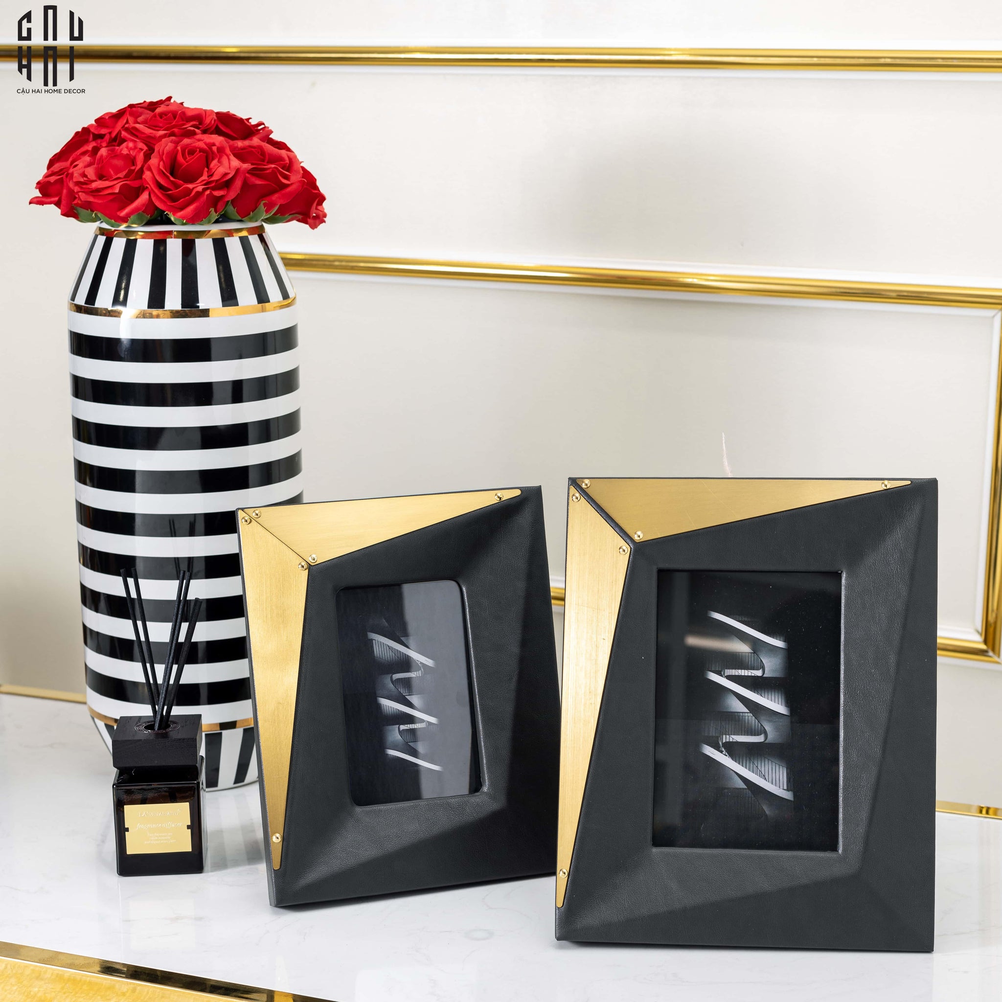 Maison Couture - Set 2 Khung Ảnh Da Savoir Faire Diamant Facetté Leather Frame-KHUNG ẢNH-CẬU HAI HOME DECOR