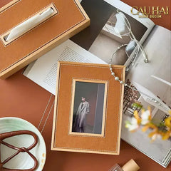 Maison Couture - Set 2 Khung Ảnh Gỗ Cadre Équestre en Cuir Cognac-CẬU HAI HOME DECOR