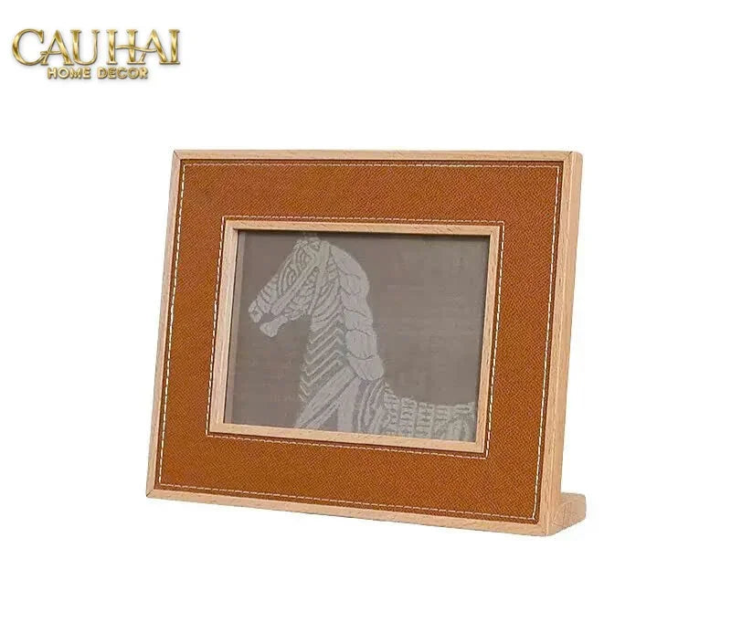 Maison Couture - Set 2 Khung Ảnh Gỗ Cadre Équestre en Cuir Cognac-CẬU HAI HOME DECOR