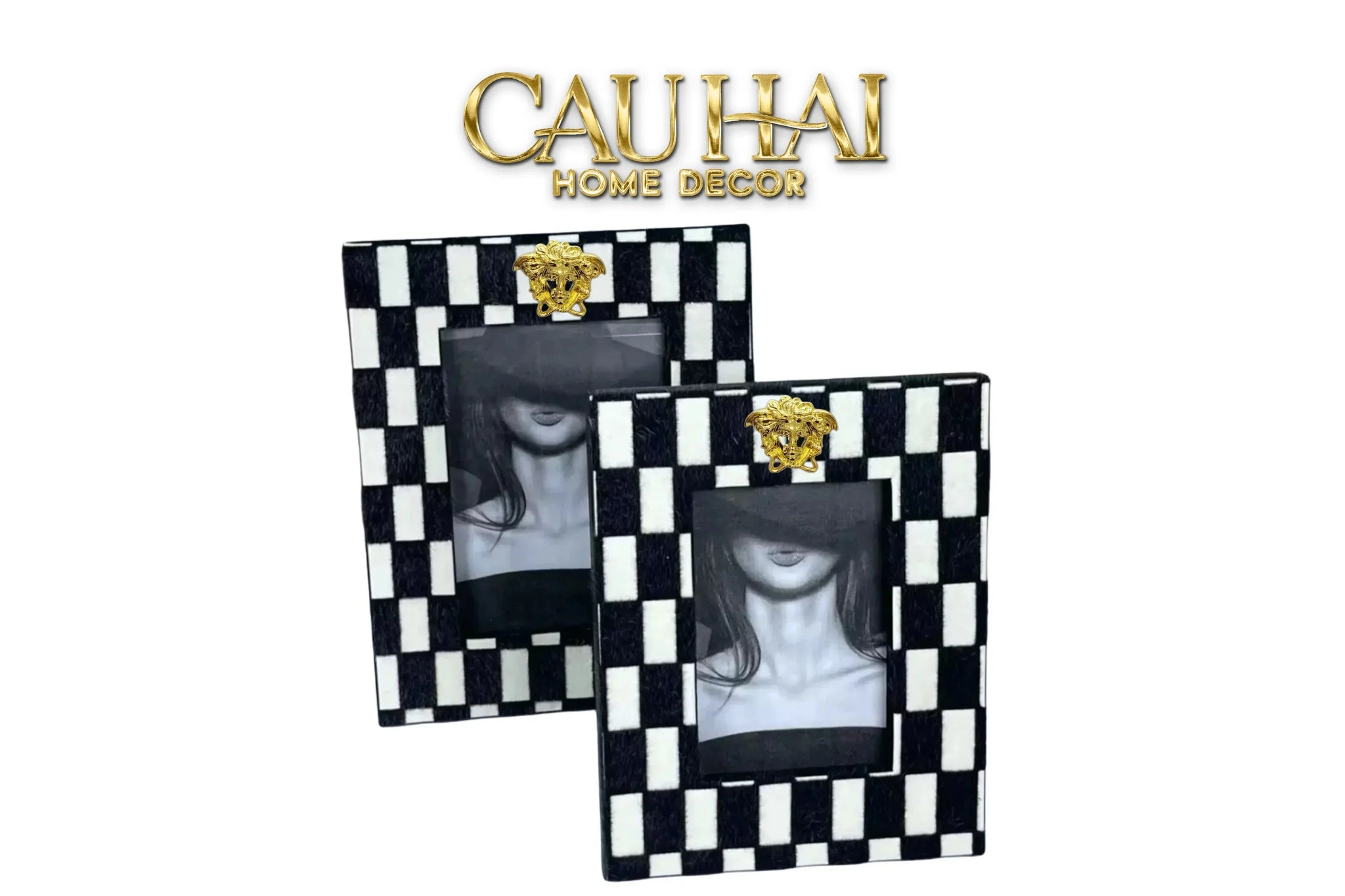 Maison Couture - Set 2 Khung Ảnh Mono Checker Rayé Medusa Limitée-KHUNG ẢNH-CẬU HAI HOME DECOR