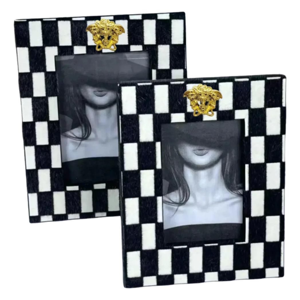 Maison Couture - Set 2 Khung Ảnh Mono Checker Rayé Medusa Limitée - CẬU HAI HOME DECOR