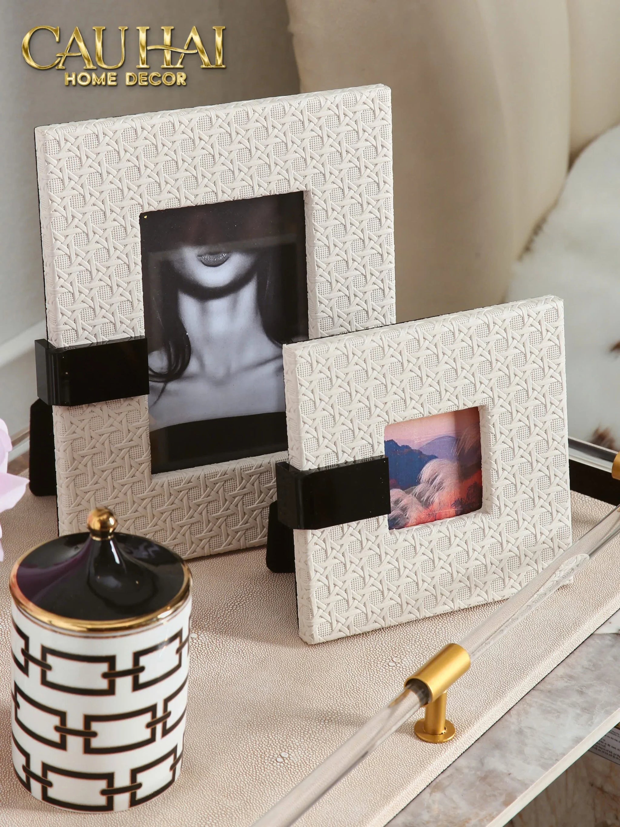 Maison Couture - Set 2 Khung Ảnh White Pearl Cannage-KHUNG ẢNH-CẬU HAI HOME DECOR
