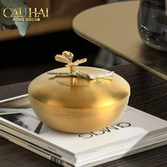 Maison Couture - Set 2 Lọ Kẹo / Trà Bằng Đồng - Brasson Lumière Papillon 15x10 12x9-Trang Trí Tết-CẬU HAI HOME DECOR