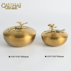 Maison Couture - Set 2 Lọ Kẹo / Trà Bằng Đồng - Brasson Lumière Papillon 15x10 12x9-Trang Trí Tết-CẬU HAI HOME DECOR