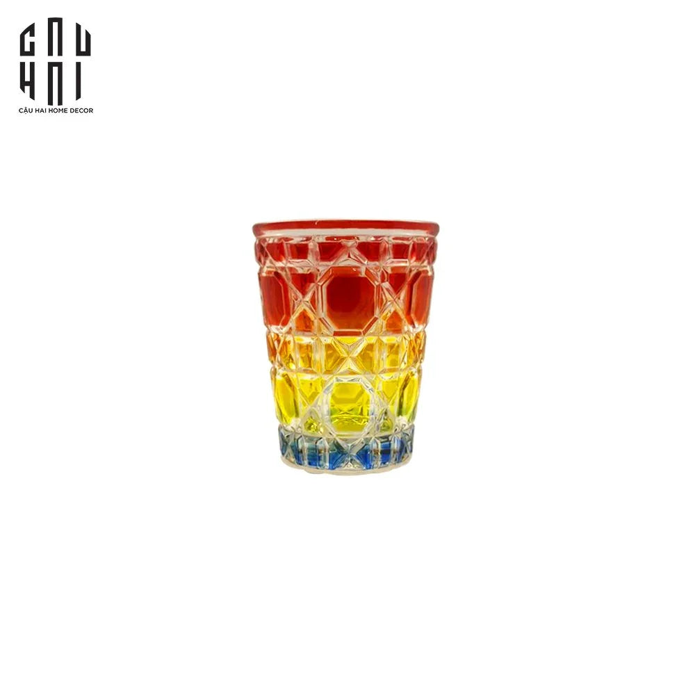 Maison Couture - Set 2 Ly Cocktail Thuỷ Tinh 7 Màu D'Or Diamant Facetté Lumière-LY THỦY TINH-CẬU HAI HOME DECOR