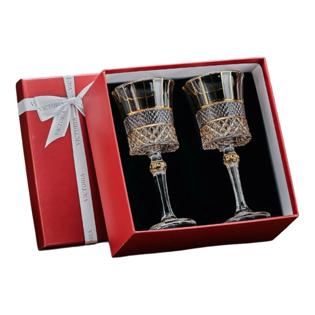 Maison Couture -  Gift Set 2 Ly Vang Đỏ Pha Lê  Walter Russo Cristalleries Wine Glasses 270ml
