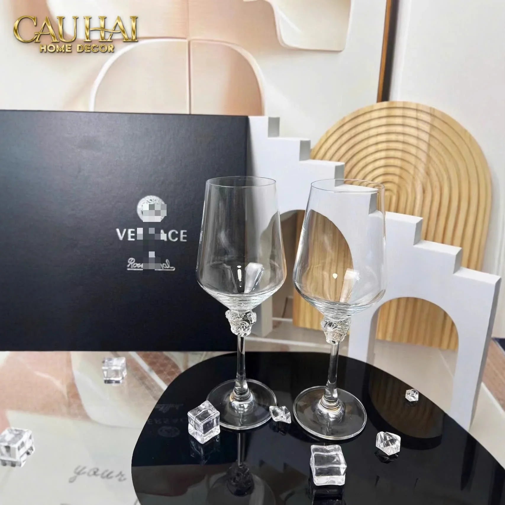 Maison Couture - Set 2 Ly Medusa Firma Lusso 476Ml Vino Rosso Glasses Full Box-CẬU HAI HOME DECOR