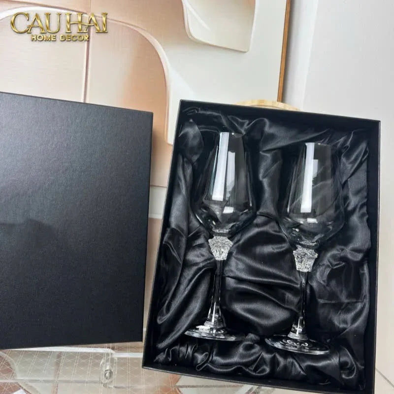 Maison Couture - Set 2 Ly Medusa Firma Lusso 476Ml Vino Rosso Glasses Full Box-CẬU HAI HOME DECOR