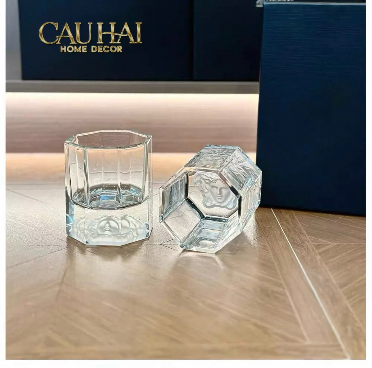 Maison Couture - Set 2 Ly Pha Lê Medusa V Class Cristalleries Facetté Rock Lowball Glasses 170ml-CẬU HAI HOME DECOR