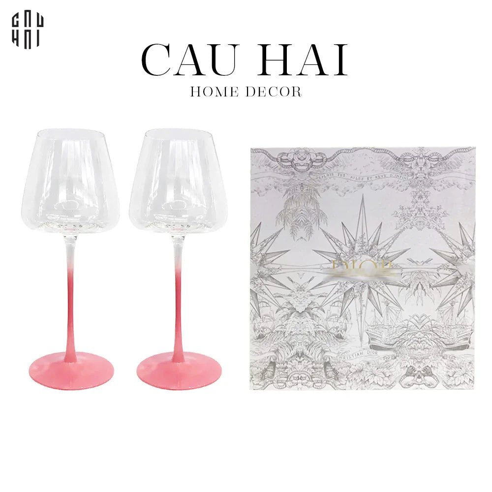 Maison Couture - Set 2 Ly Vang Màu Hồng Candy Jolie - Red Wine Glasses Set 2pcs-LY THỦY TINH-CẬU HAI HOME DECOR