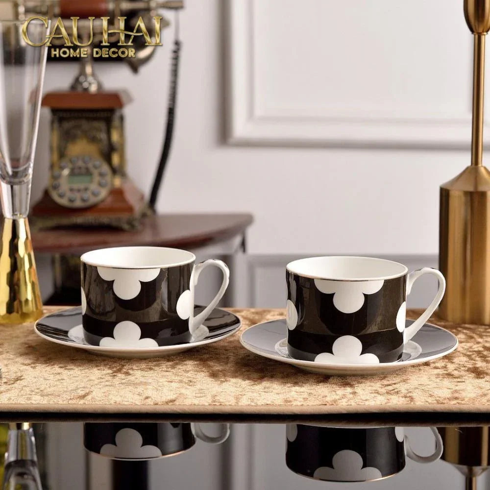 Maison Couture - Set 2 Tách Trà Château Clover Signature - L’Atelier Rayé Tasses & Soucoupes 4pcs-SET BÌNH TRÀ-CẬU HAI HOME DECOR