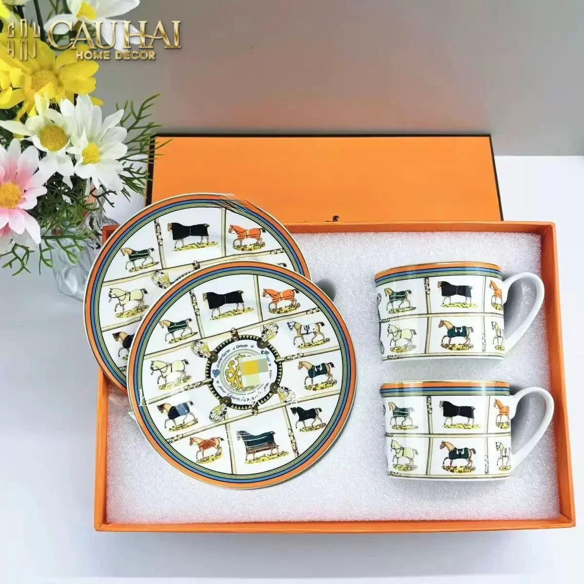 Maison Couture - Set 2 Tách Trà H Class Couvertures et Tenues Scarf Équestre-CẬU HAI HOME DECOR