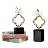 Maison Couture - Set 2 Tượng Hoa 4 Cánh Bằng Đồng Avalon Clover White Quartz 13x30-TƯỢNG TRANG TRÍ-Đối tác tại Trung Quốc theo từng đơn đặt hàng-CẬU HAI HOME DECOR