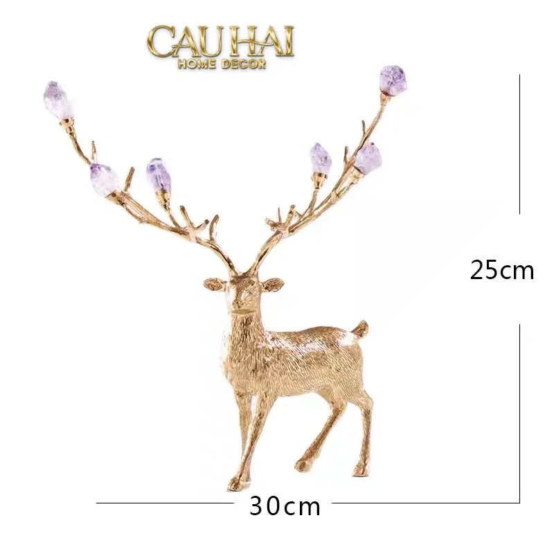 Maison Couture - Set 2 Tượng Đồng Thiên Hươu Amethyst Celestial Guardian Of Caladenia H25 H40-CẬU HAI HOME DECOR