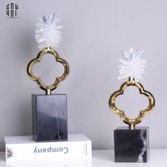 Maison Couture - Set 2 Tượng Hoa 4 Cánh Bằng Đồng Avalon Clover White Quartz 13x30-TƯỢNG TRANG TRÍ-CẬU HAI HOME DECOR