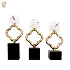 Maison Couture - Set 2 Tượng Hoa 4 Cánh Bằng Đồng Avalon Clover White Quartz 13x30-TƯỢNG TRANG TRÍ-CẬU HAI HOME DECOR
