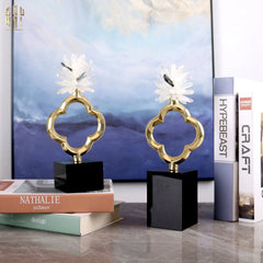 Maison Couture - Set 2 Tượng Hoa 4 Cánh Bằng Đồng Avalon Clover White Quartz 13x30-TƯỢNG TRANG TRÍ-CẬU HAI HOME DECOR