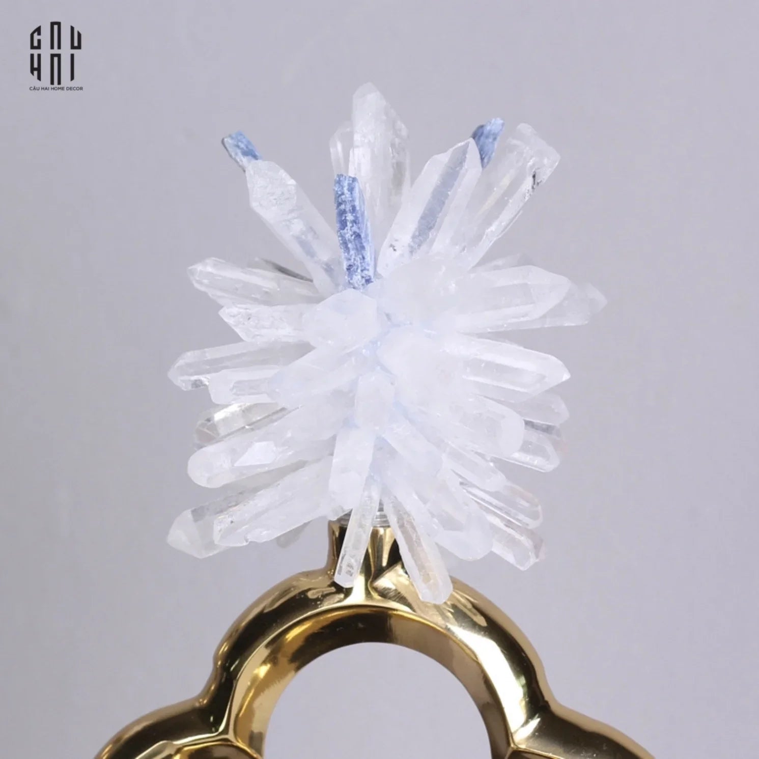 Maison Couture - Set 2 Tượng Hoa 4 Cánh Bằng Đồng Avalon Clover White Quartz 13x30-TƯỢNG TRANG TRÍ-CẬU HAI HOME DECOR