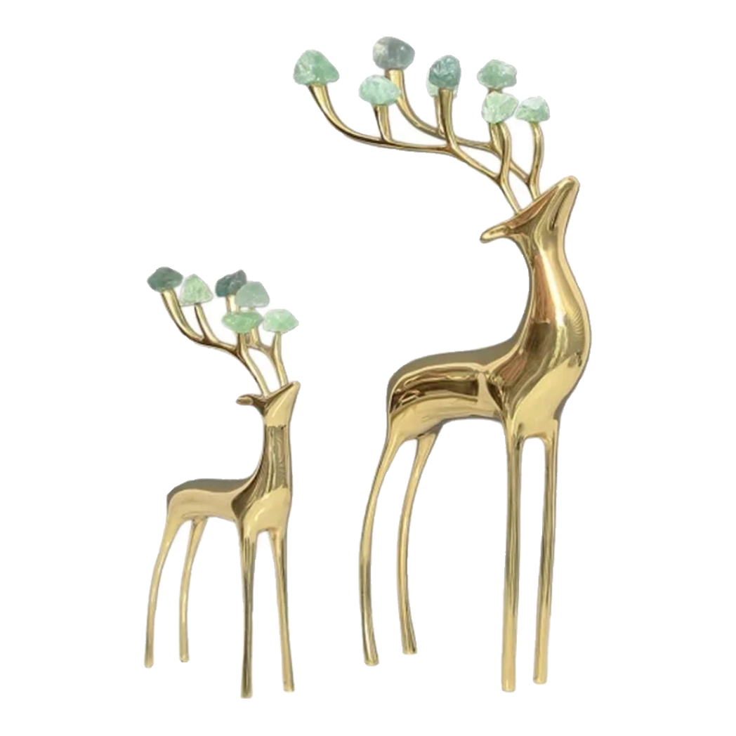 Maison Couture - Set 2 Tượng Hươu Đồng Goddess Elk Aventurine Ss25