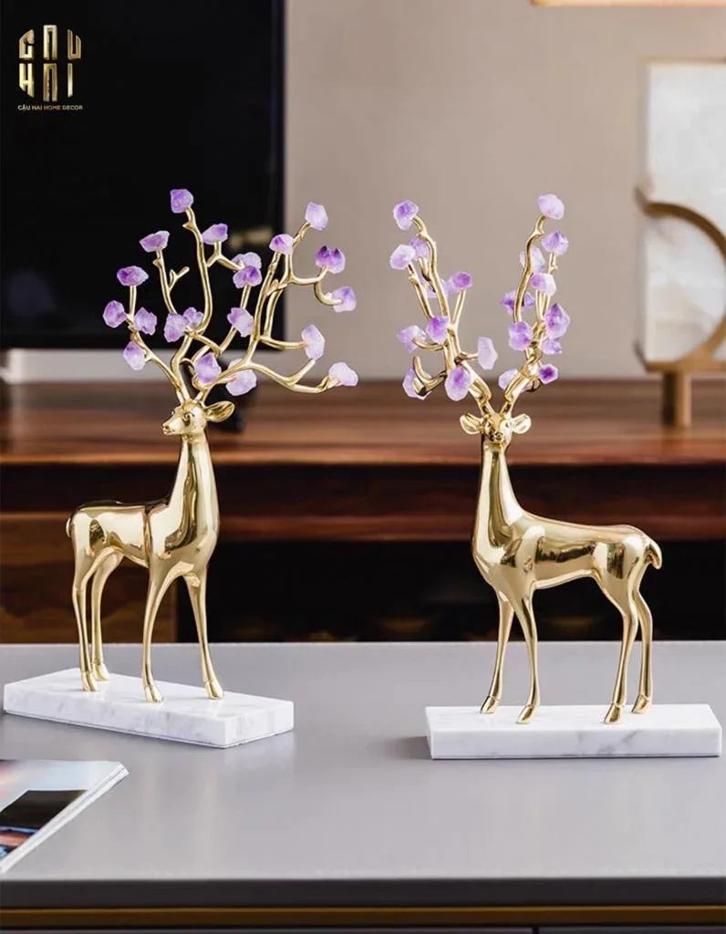 Maison Couture - Set 2 Tượng Hươu Đồng Omega Améthyste Les Sentinelles De La Forêt-TƯỢNG TRANG TRÍ-CẬU HAI HOME DECOR