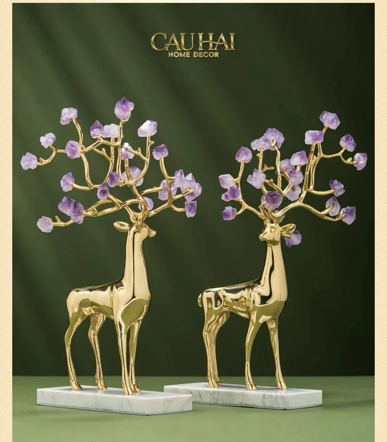 Maison Couture - Set 2 Tượng Hươu Đồng Omega Améthyste Les Sentinelles De La Forêt-TƯỢNG TRANG TRÍ-CẬU HAI HOME DECOR