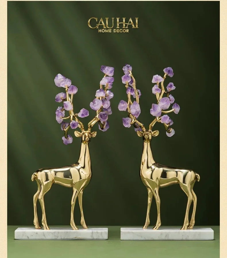 Maison Couture - Set 2 Tượng Hươu Đồng Omega Améthyste Les Sentinelles De La Forêt-TƯỢNG TRANG TRÍ-CẬU HAI HOME DECOR