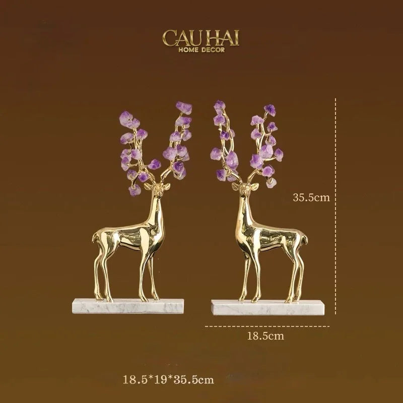 Maison Couture - Set 2 Tượng Hươu Đồng Omega Améthyste Les Sentinelles De La Forêt-TƯỢNG TRANG TRÍ-CẬU HAI HOME DECOR