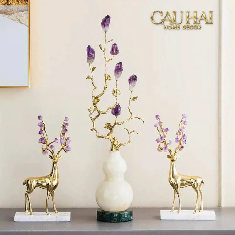 Maison Couture - Set 2 Tượng Hươu Đồng Omega Améthyste Les Sentinelles De La Forêt-TƯỢNG TRANG TRÍ-CẬU HAI HOME DECOR