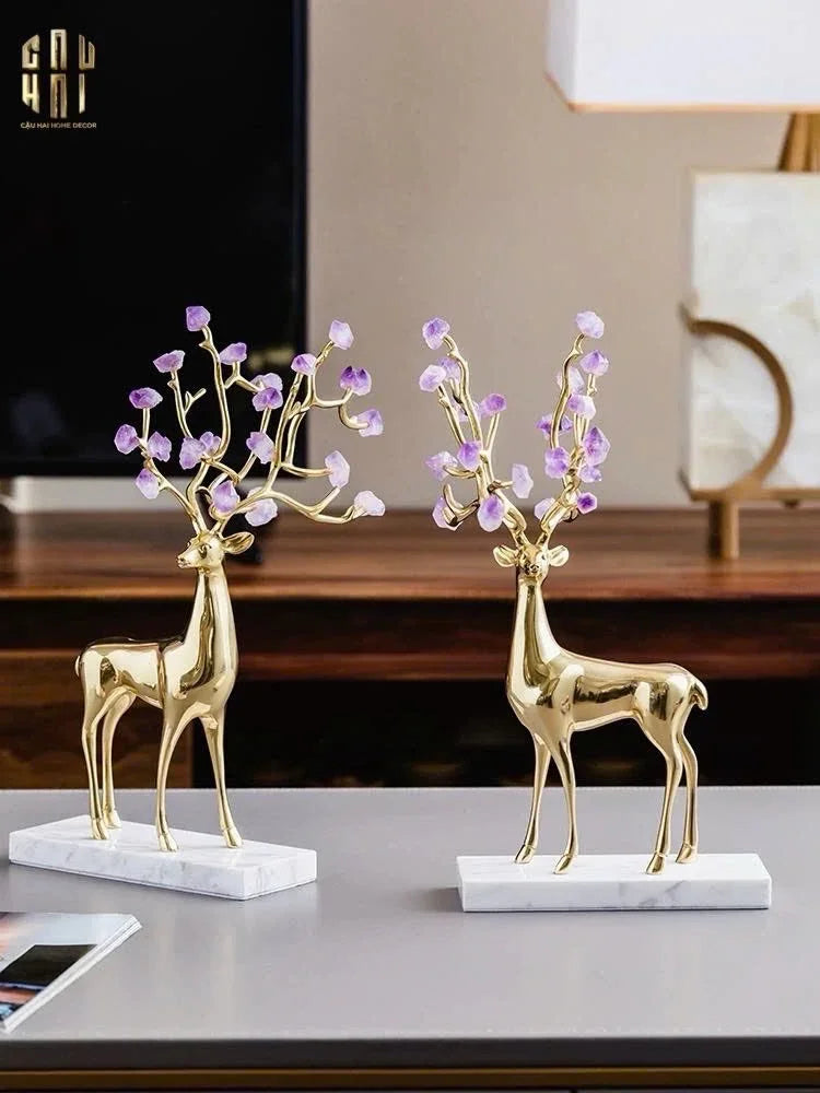 Maison Couture - Set 2 Tượng Hươu Đồng Omega Améthyste Les Sentinelles De La Forêt-TƯỢNG TRANG TRÍ-CẬU HAI HOME DECOR