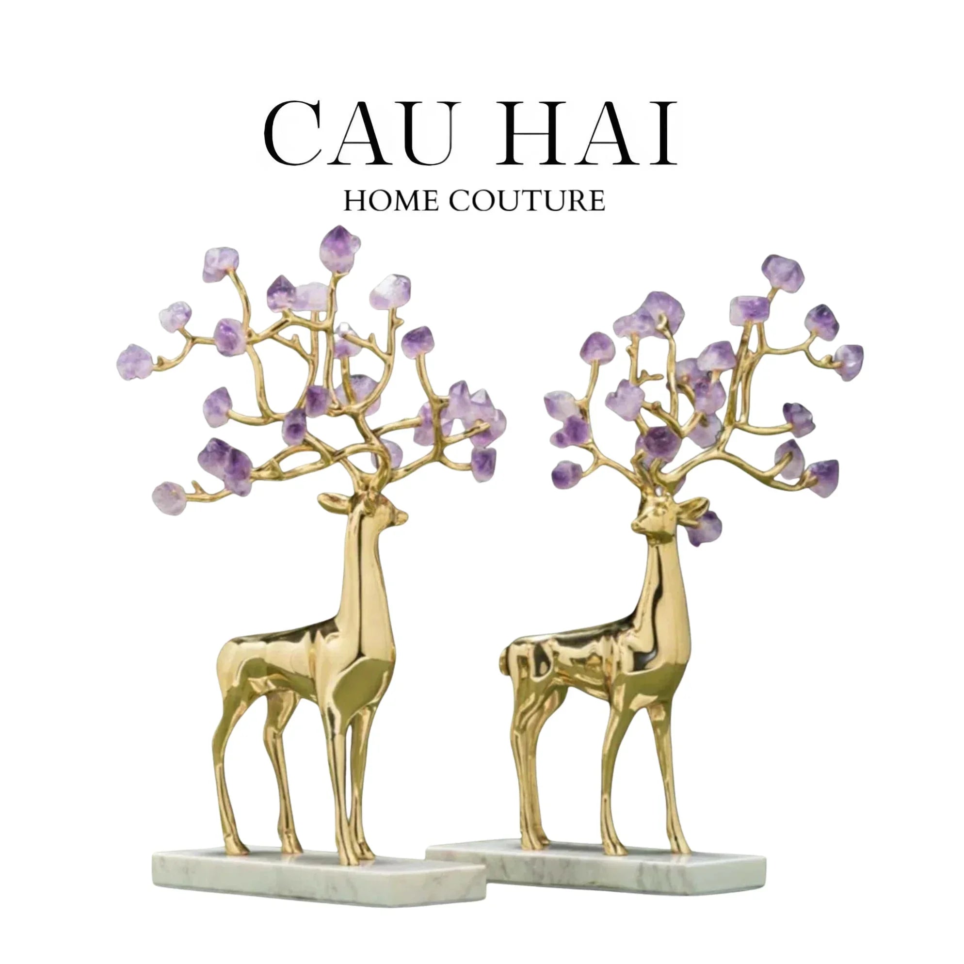 Maison Couture - Set 2 Tượng Hươu Đồng Omega Améthyste Les Sentinelles De La Forêt-TƯỢNG TRANG TRÍ-CẬU HAI HOME DECOR