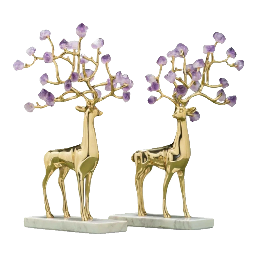 Maison Couture - Set 2 Tượng Hươu Đồng Omega Améthyste Les Sentinelles De La Forêt