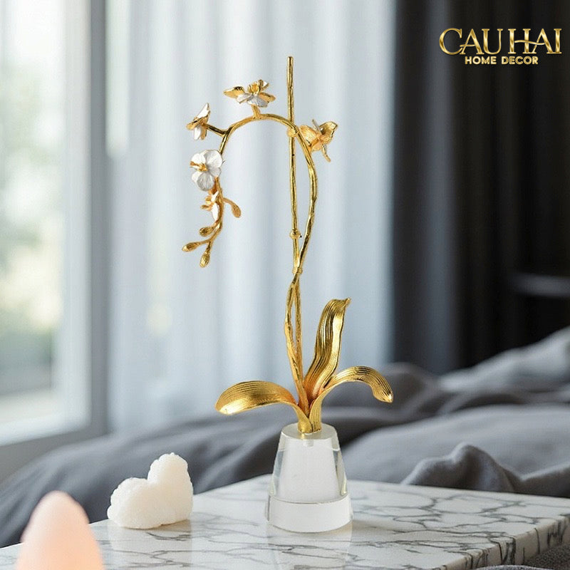 Maison Couture - Set 2 Tượng Kim Điệp Phúc Lâm Haute Orchid Golden Branches H41 / H31-CẬU HAI HOME DECOR