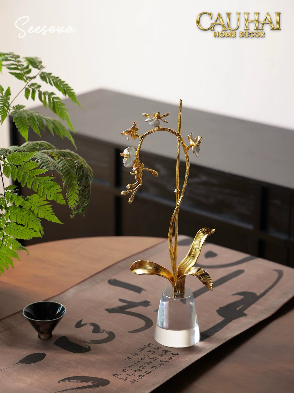 Maison Couture - Set 2 Tượng Kim Điệp Phúc Lâm Haute Orchid Golden Branches H41 / H31-TƯỢNG TRANG TRÍ-CẬU HAI HOME DECOR-CẬU HAI HOME DECOR