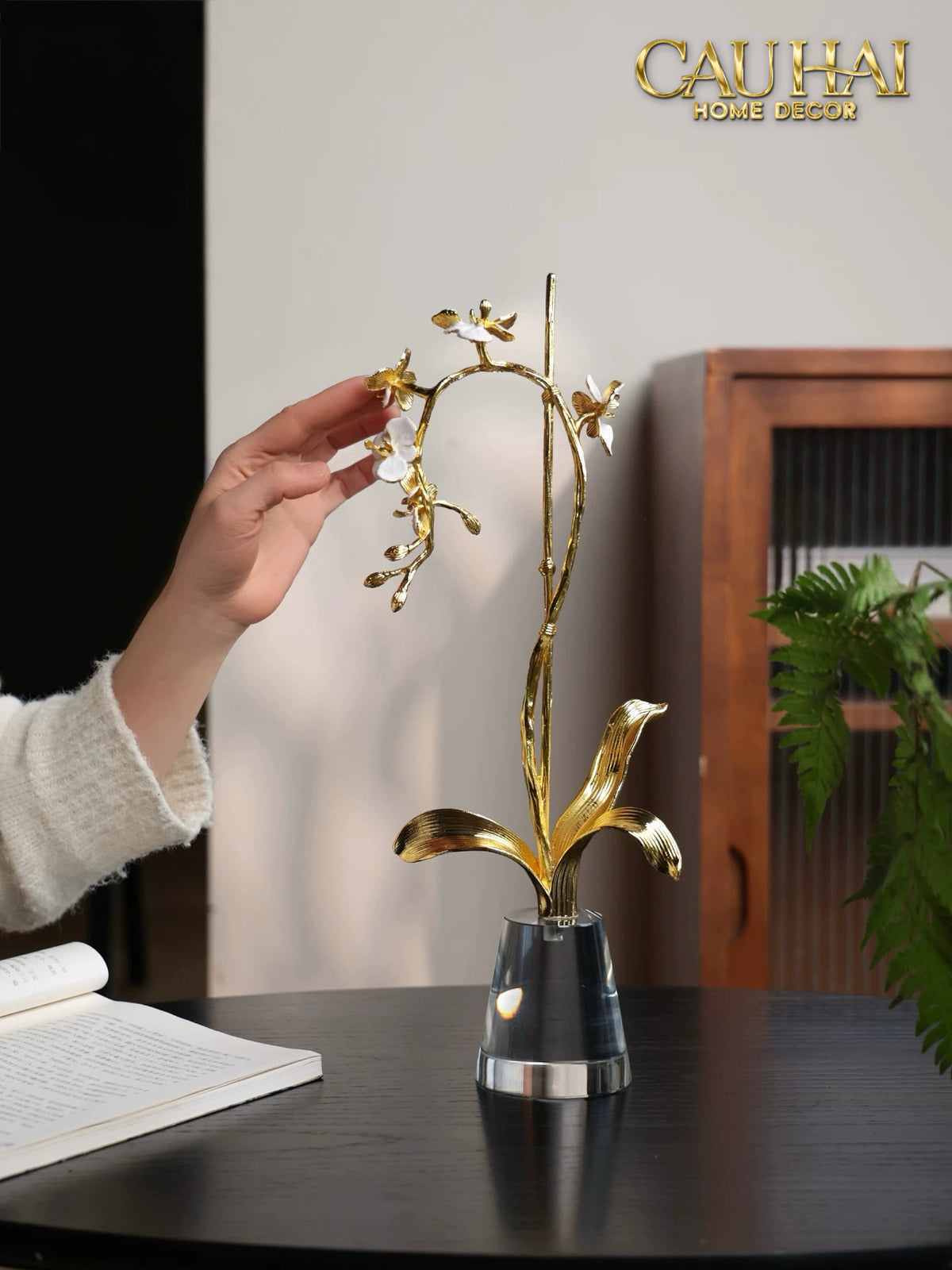 Maison Couture - Set 2 Tượng Kim Điệp Phúc Lâm Haute Orchid Golden Branches H41 / H31-TƯỢNG TRANG TRÍ-CẬU HAI HOME DECOR-CẬU HAI HOME DECOR