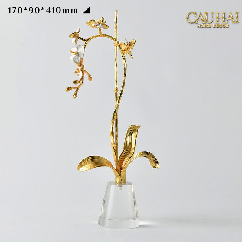 Maison Couture - Set 2 Tượng Kim Điệp Phúc Lâm Haute Orchid Golden Branches H41 / H31-TƯỢNG TRANG TRÍ-CẬU HAI HOME DECOR-CẬU HAI HOME DECOR