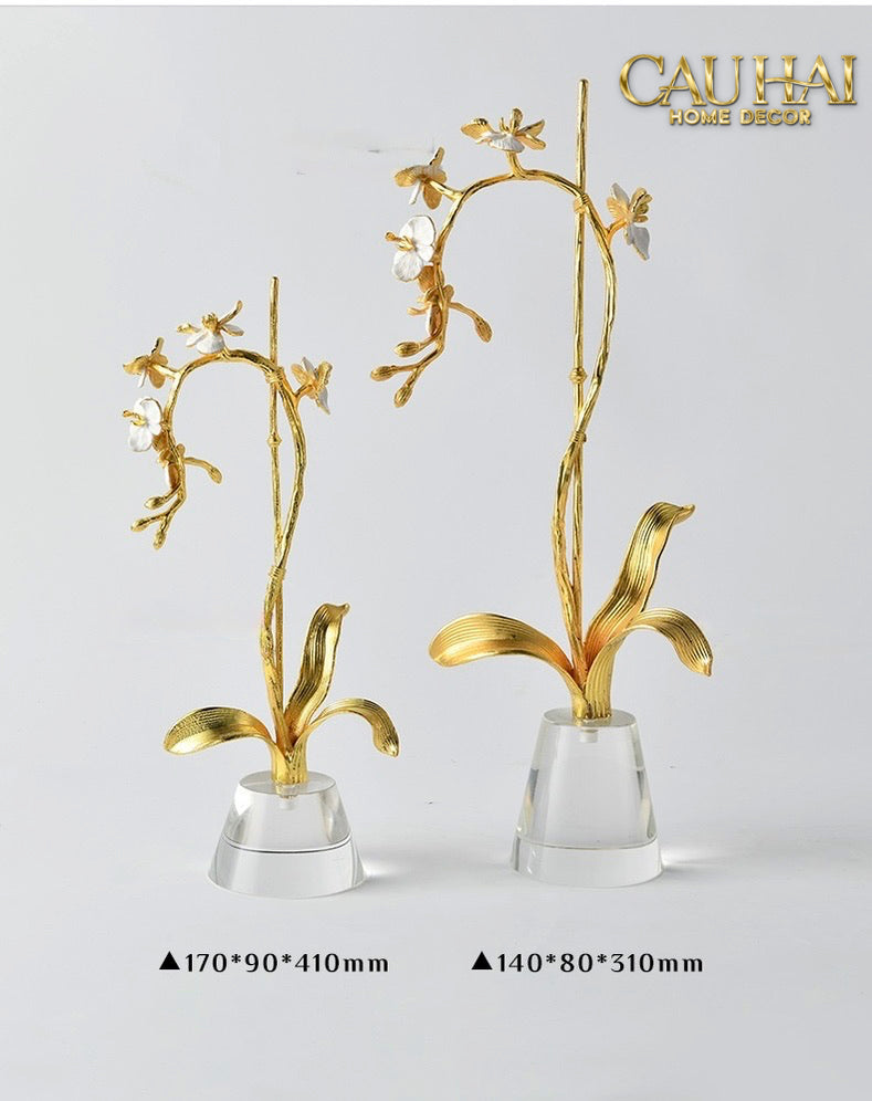 Maison Couture - Set 2 Tượng Kim Điệp Phúc Lâm Haute Orchid Golden Branches H41 / H31-CẬU HAI HOME DECOR