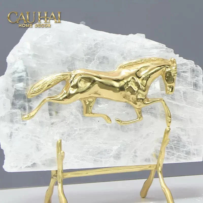 Maison Couture - Set 2 Tượng Ngựa Đồng Đá Thạch Anh Équestre Gilded Hidden Stallion Grande Quartz-TƯỢNG TRANG TRÍ-CẬU HAI HOME DECOR-CẬU HAI HOME DECOR