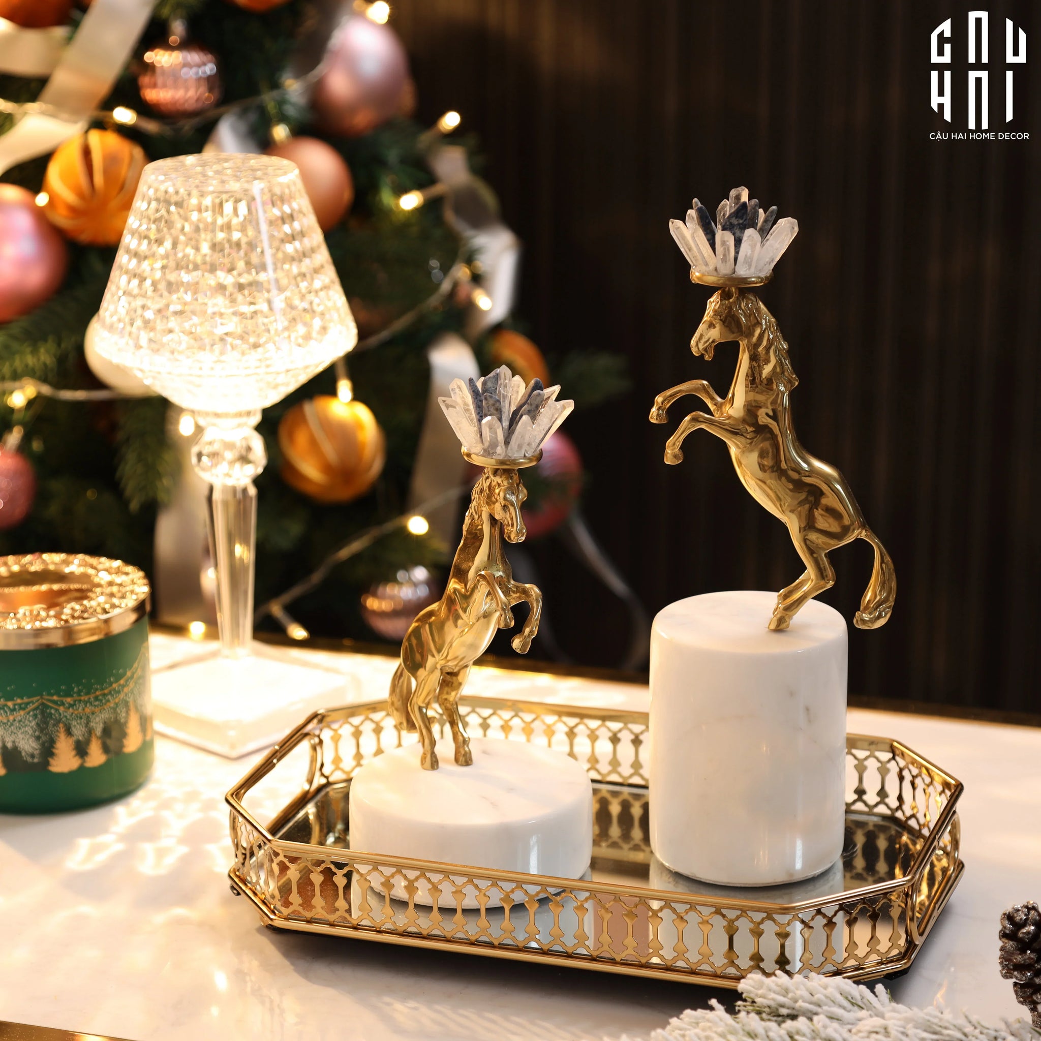 Maison Couture - Set 2 Tượng Ngựa Royal Horse Blue Quartz-TƯỢNG TRANG TRÍ-CẬU HAI HOME DECOR