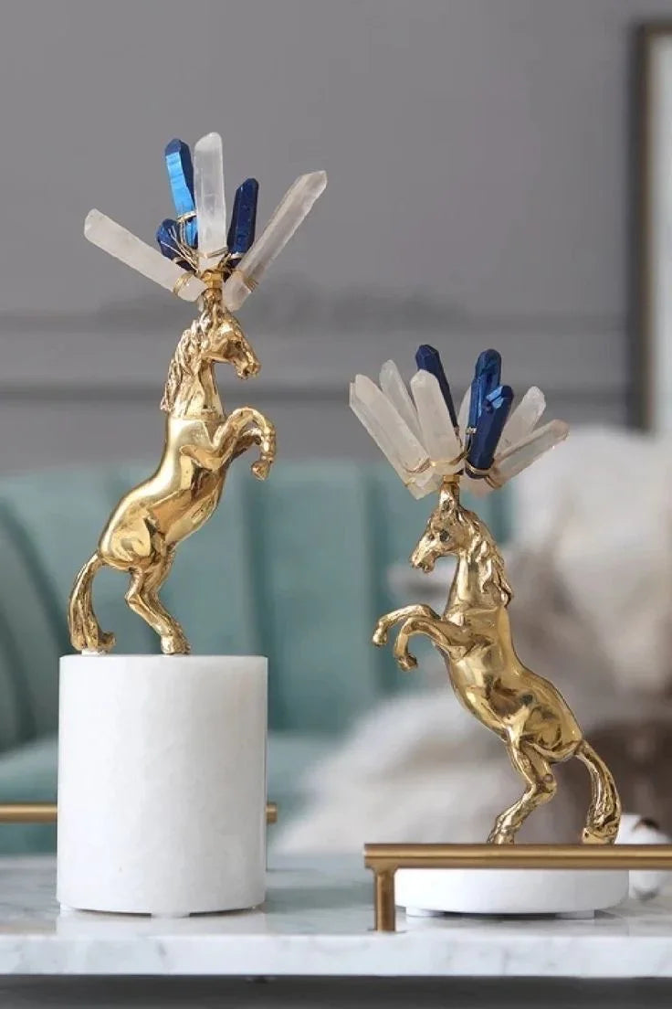 Maison Couture - Set 2 Tượng Ngựa Royal Horse Blue Quartz-TƯỢNG TRANG TRÍ-CẬU HAI HOME DECOR