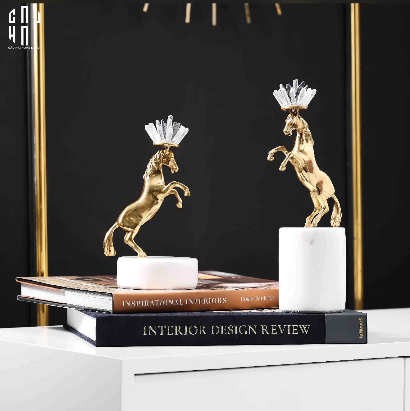 Maison Couture - Set 2 Tượng Ngựa Royal Horse Blue Quartz-TƯỢNG TRANG TRÍ-CẬU HAI HOME DECOR