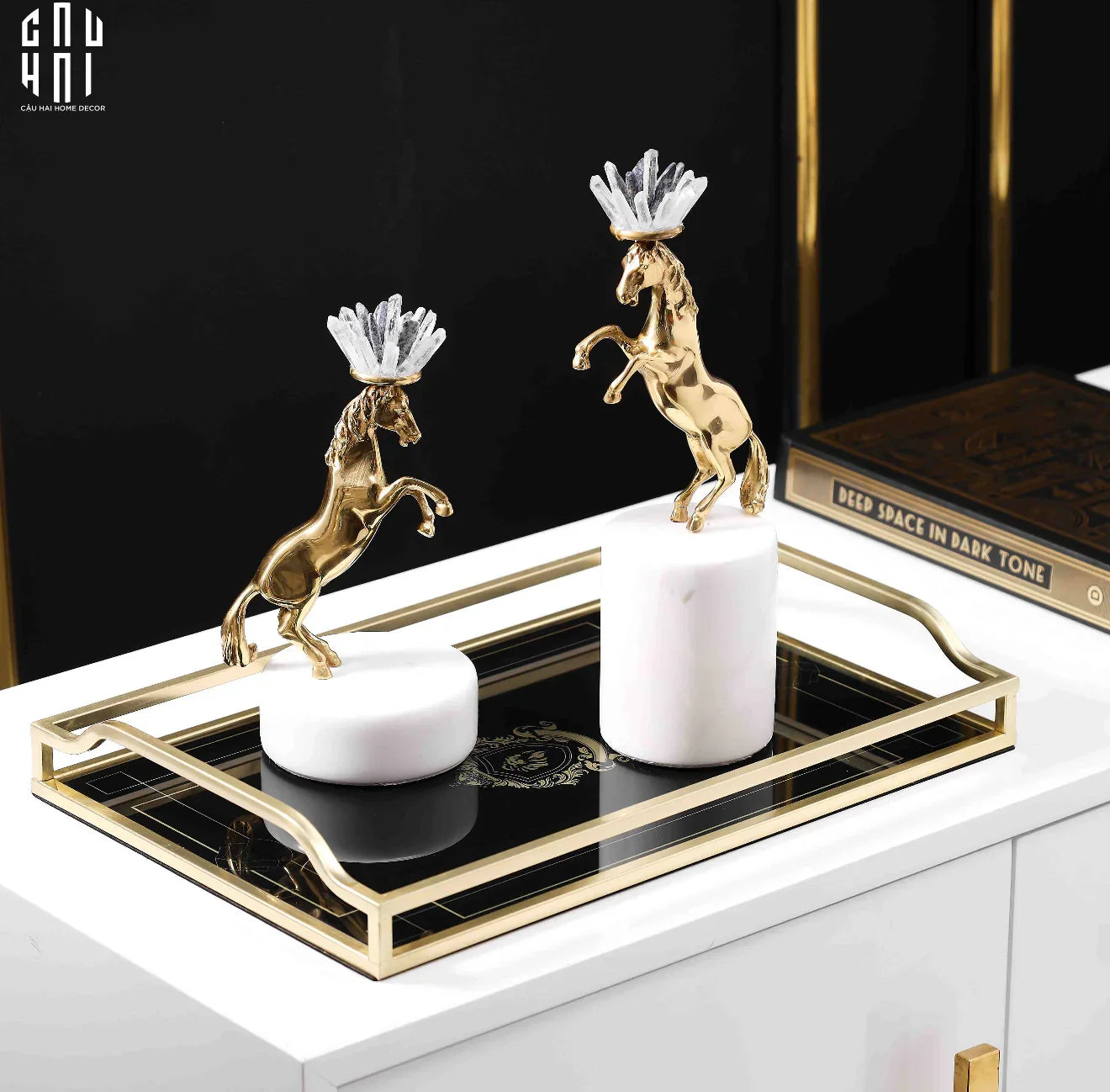 Maison Couture - Set 2 Tượng Ngựa Royal Horse Blue Quartz-TƯỢNG TRANG TRÍ-CẬU HAI HOME DECOR
