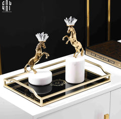 Maison Couture - Set 2 Tượng Ngựa Royal Horse Blue Quartz-TƯỢNG TRANG TRÍ-CẬU HAI HOME DECOR