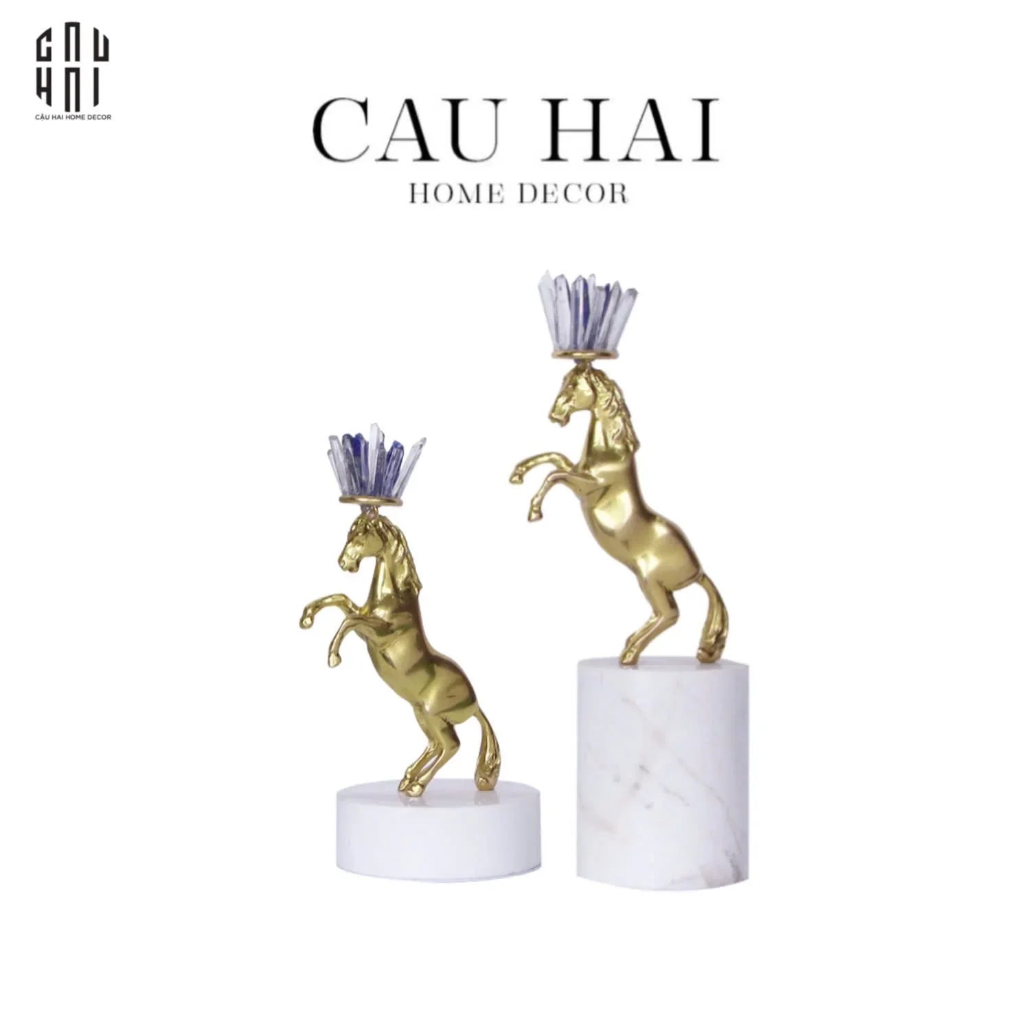 Maison Couture - Set 2 Tượng Ngựa Royal Horse Blue Quartz-TƯỢNG TRANG TRÍ-CẬU HAI HOME DECOR
