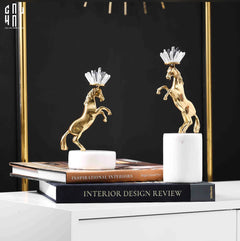 Maison Couture - Set 2 Tượng Ngựa Royal Horse Blue Quartz-CẬU HAI HOME DECOR