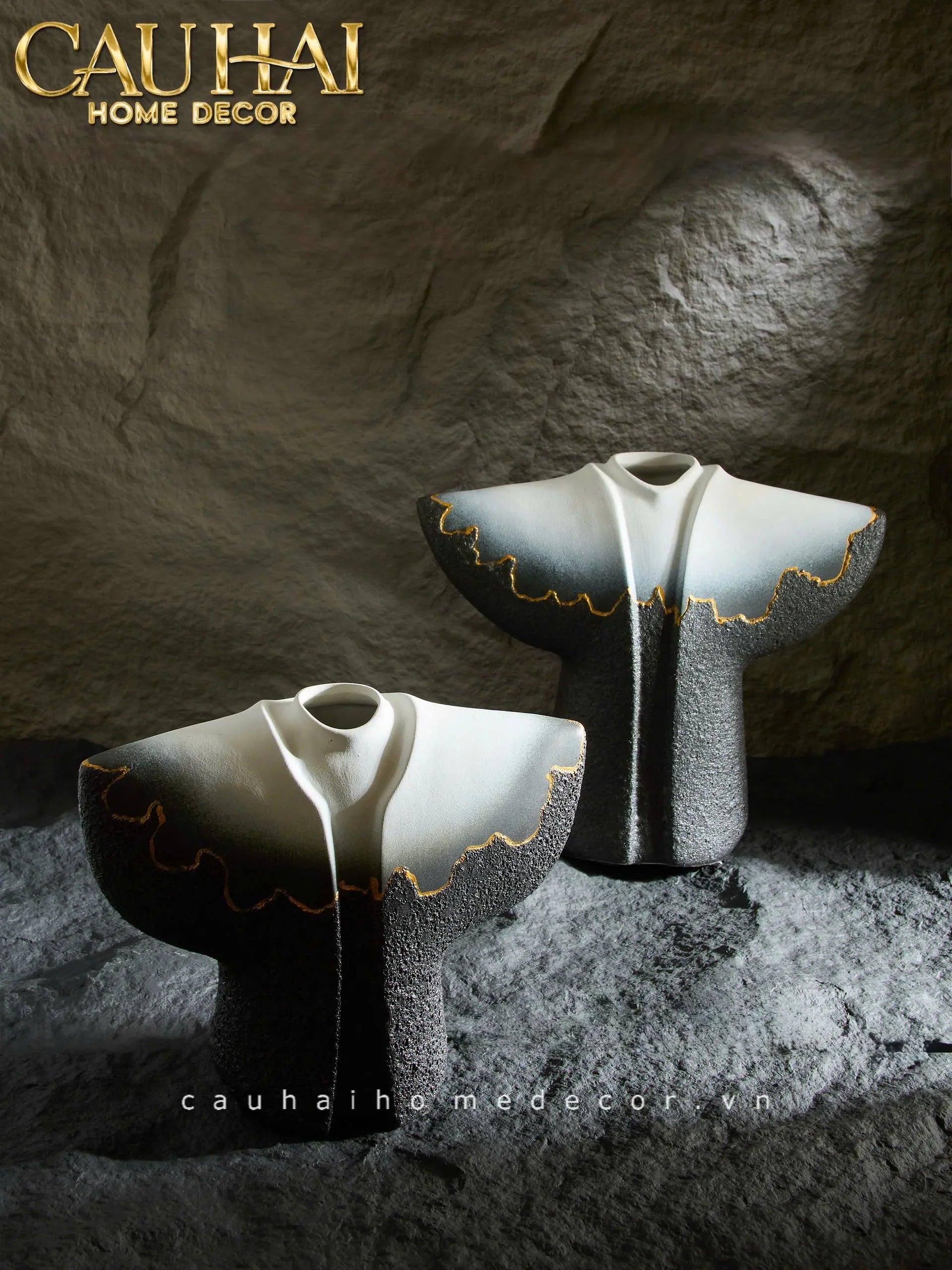 Maison Couture - Set 2 Tượng Quốc Phục Oriental Traditional Costume Lava Mantle H30/35-TƯỢNG TRANG TRÍ-CẬU HAI HOME DECOR