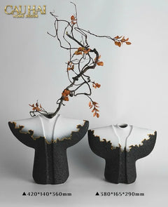 Maison Couture - Set 2 Tượng Quốc Phục Oriental Traditional Costume Lava Mantle H30/35-TƯỢNG TRANG TRÍ-CẬU HAI HOME DECOR