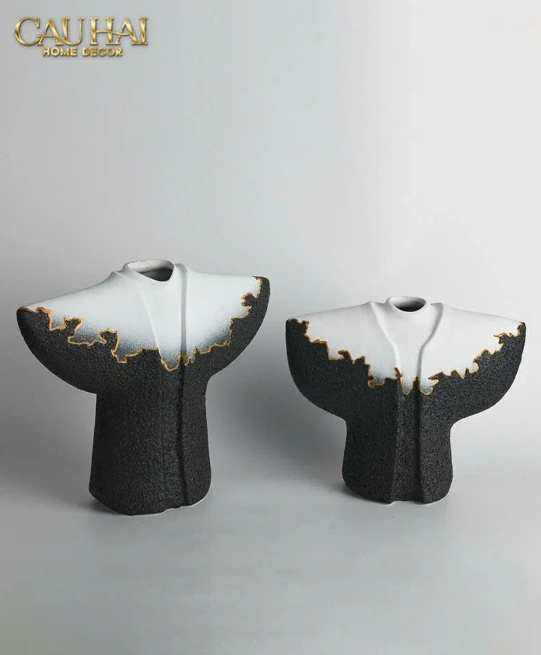 Maison Couture - Set 2 Tượng Quốc Phục Oriental Traditional Costume Lava Mantle H30/35-TƯỢNG TRANG TRÍ-CẬU HAI HOME DECOR