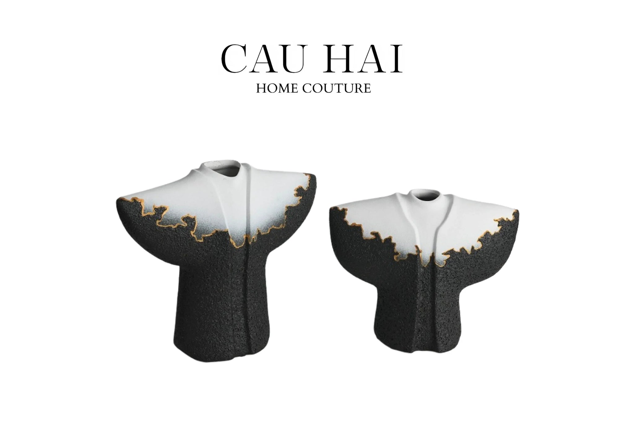 Maison Couture - Set 2 Tượng Quốc Phục Oriental Traditional Costume Lava Mantle H30/35-TƯỢNG TRANG TRÍ-CẬU HAI HOME DECOR
