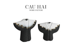 Maison Couture - Set 2 Tượng Quốc Phục Oriental Traditional Costume Lava Mantle H30/35-TƯỢNG TRANG TRÍ-CẬU HAI HOME DECOR