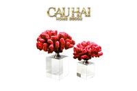 Maison Couture - Set 2 Tượng San Hô Lửa Đế Pha Lê Ashen Pyre Cristalleries Coral Sculptures-TƯỢNG TRANG TRÍ-CẬU HAI HOME DECOR
